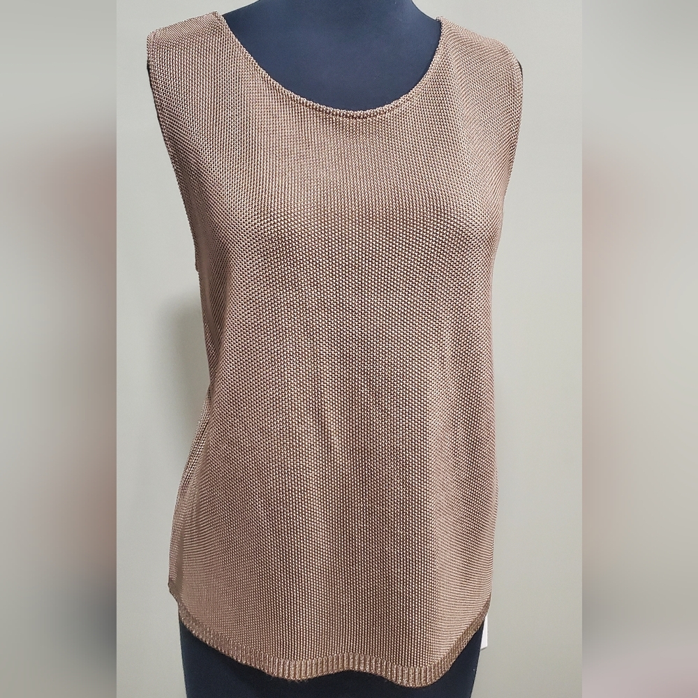 Chico's Chic Sleeveless Knit Top - Brown Metallic